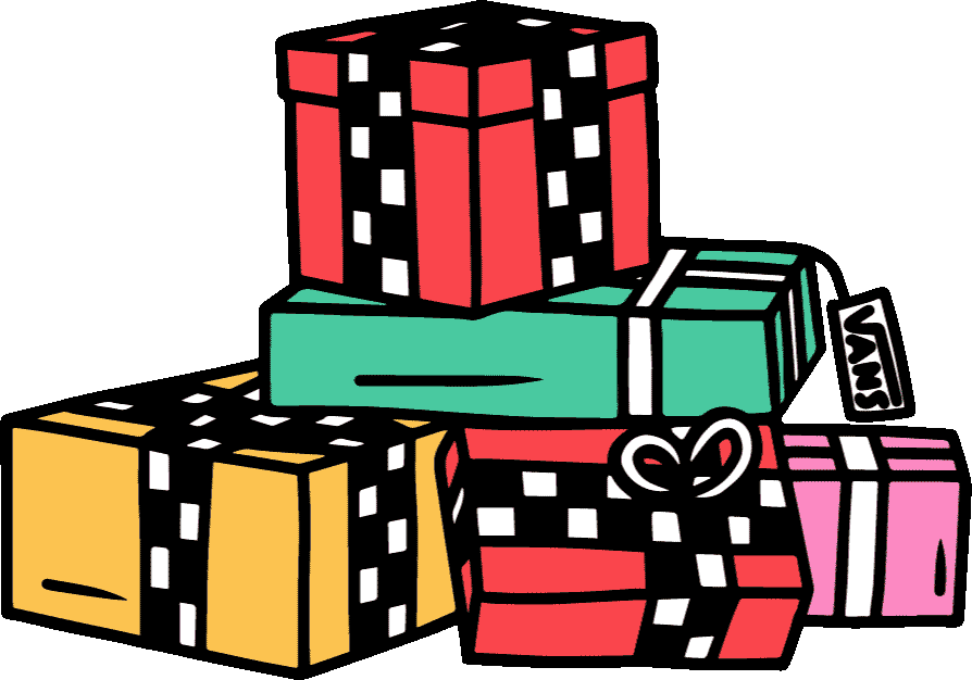 Pile of wrapped gifts